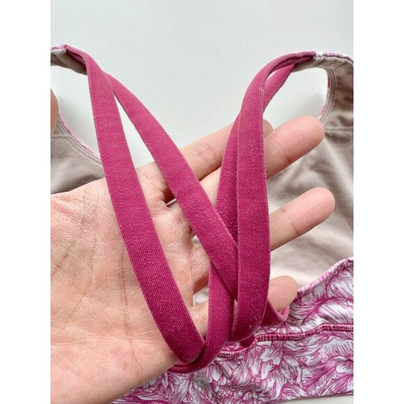 LULULEMON Energy Floral Bloom White Star Ruby Long Line Sports Bra, Size 12 - Picture 11 of 16